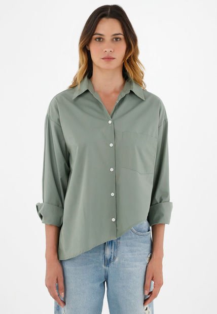 Camisa Manga Larga Verde Para Mujer
