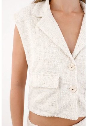 Tennis Chaleco En Tweed Con Cuello Sastre Blanco Para Mujer