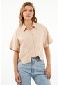 Camisa Café Con Ruedo Al Corte Para Mujer de Tennis