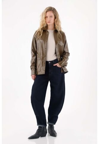 Tennis Jean Slouchy Con Prense Decorativo Azul Para Mujer Tennis