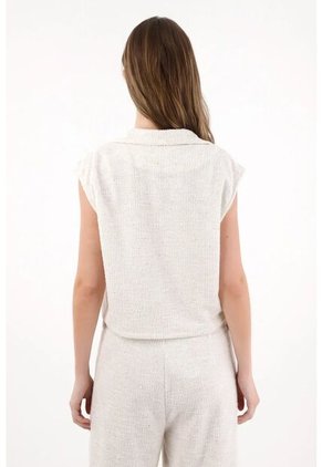 Tennis Chaleco En Tweed Con Cuello Sastre Blanco Para Mujer