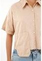 Camisa Café Con Ruedo Al Corte Para Mujer de Tennis