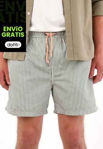 Tennis Pantaloneta Con Estampado De Rayas Verde Para Hombre Tennis
