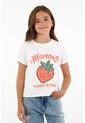 Camiseta Blanca Con Estampado Frontal Para Niña de Tennis