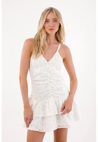 Tennis Vestido Corto En Ojalillo Crudo Para Mujer Tennis