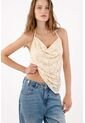 Tennis Top Ajustado Con Escote En Encaje Beige Para Mujer de Tennis