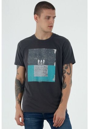 Camisa De Tela Preteñida Gris Para Hombre