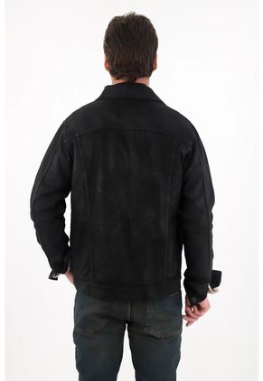 Tennis Chaqueta En Bull Denim Resinada Negra Para Hombre
