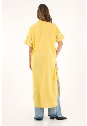 Tennis Kimono Amarillo Con Tela Bordada Para Mujer