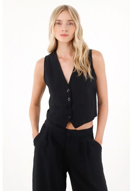 Tennis Chaleco En Tela Liviana Negro Para Mujer