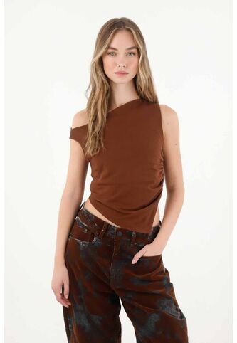 Tennis Camiseta De Cuello Bandeja Y Manga Sisa Café Para Mujer Tennis