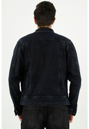 Chaqueta Negra Con Bolsillos Tipo Cargo Para Hombre