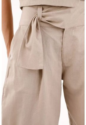 Tennis Pantalón Con Detalle De Cinturón Gris Para Mujer