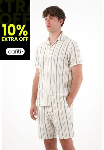 Tennis Camisa Tipo Bowling A Rayas De Acabado Suave Para Hombre Con Acabado Suave Tennis