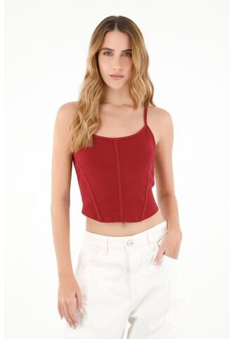 Tennis Camiseta Crop Top Roja Para Mujer Tennis