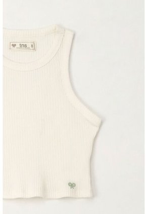 Camiseta Manga Sisa En Rib Crudo Para Niña