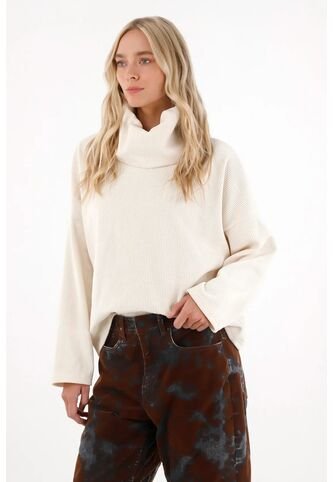 Tennis Buzo Tejido De Cuello Alto Crudo Para Mujer Tennis