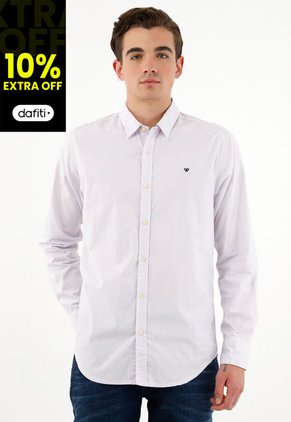 Camisa Morada Con Diseño A Rayas Para Hombre