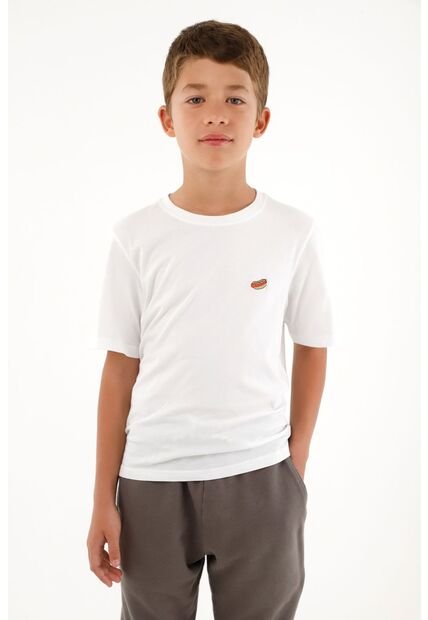 Camiseta Blanca De Manga Corta Para Niño