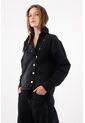 Tennis Chaqueta Boxy Con Cierre Asimétrico De Botones Metálicos En Algodón Negro Para Mujer de Tennis