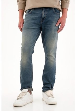 Tennis Jean Nudy Tono Medio Con Bigotes Azul Para Hombre