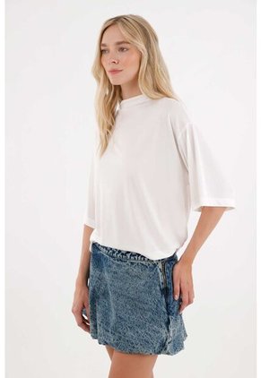 Tennis Camiseta Cuello Alto Crudo Para Mujer