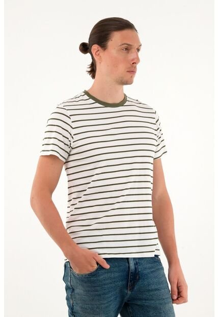 Tennis Camiseta Crudo A Rayas Para Hombre