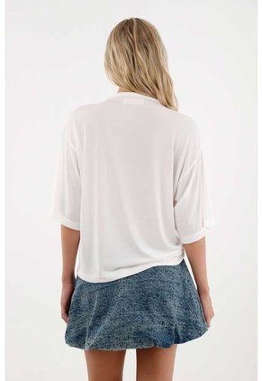 Tennis Camiseta Cuello Alto Crudo Para Mujer