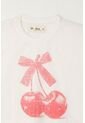 Camiseta Básica Con Estampado De Cerezas Crudo Para Niña de Tennis