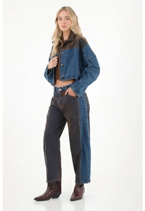 Tennis Chaqueta Crop Con Tela En Contraste Para Mujer