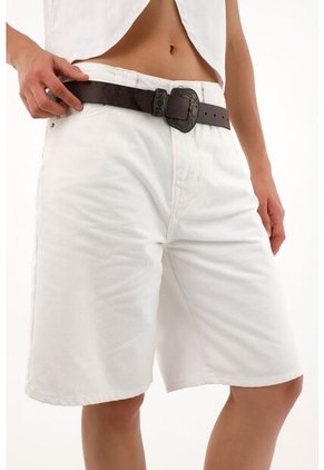 Tennis Bermuda Larga En Denim Crudo Para Mujer