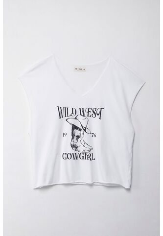 Tennis Camiseta Boxy Fit Manga Sisa Blanca Para Mujer Tennis