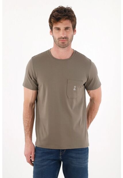 Tennis Camiseta Básica Con Bolsillo Y Estampado Gris Para Hombre