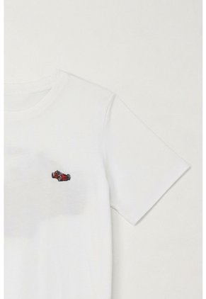 Camiseta Básica Con Estampado Blanca Para Niño