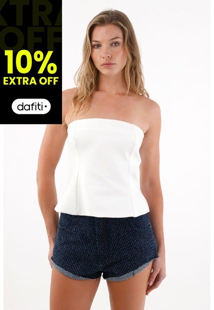 Tennis Camisa Strapless De Silueta A Crudo Para Mujer