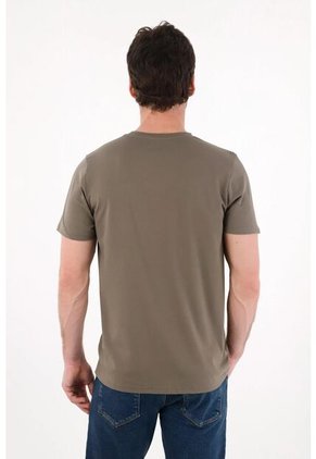 Tennis Camiseta Básica Con Bolsillo Y Estampado Gris Para Hombre