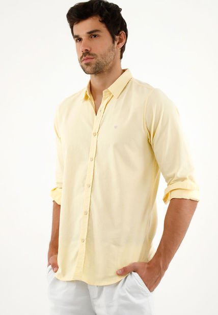 Camisa Amarilla Manga Larga Para Hombre