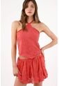 Tennis Top Halter Holgado Con Escote Cruzado En Poliamida Coral Para Mujer de Tennis