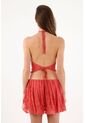 Tennis Top Halter Holgado Con Escote Cruzado En Poliamida Coral Para Mujer de Tennis