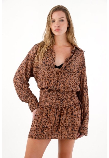 Tennis Camisa Con Estampado De Animal Print Para Mujer