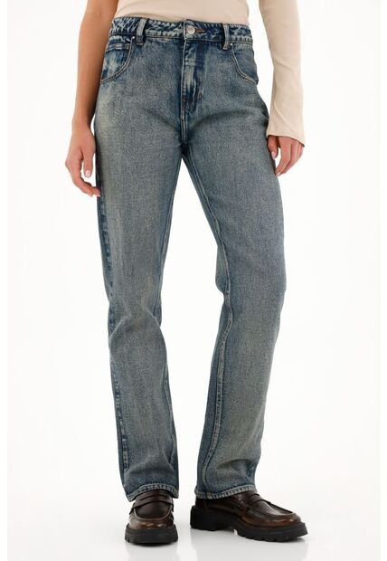 Tennis Jean Recto Tiro Bajo Azul Oscuro Para Mujer