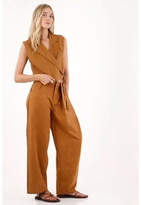 Tennis Chaleco Con Cuello De Solapas Café Para Mujer