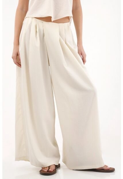 Tennis Pantalón Ancho Con Pretina Cruzada Crudo Para Mujer