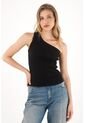 Tennis Camiseta De Un Solo Hombro Negra Para Mujer de Tennis