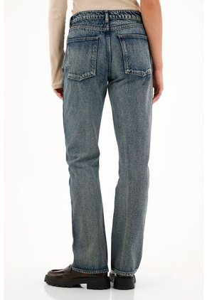 Tennis Jean Recto Tiro Bajo Azul Oscuro Para Mujer