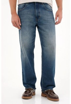 Tennis Jean Loose Tiro Medio Azul Para Hombre