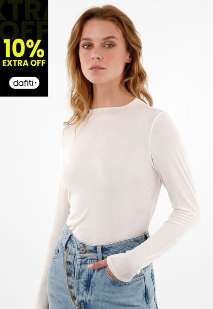 Camiseta Crudo Manga Larga Para Mujer