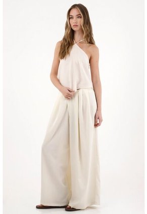 Tennis Pantalón Ancho Con Pretina Cruzada Crudo Para Mujer