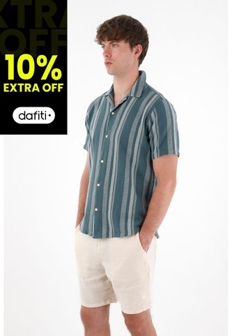 Tennis Camisa Tipo Bowling A Rayas De Ajuste Cómodo Para Hombre De Silueta Ajustada Tennis