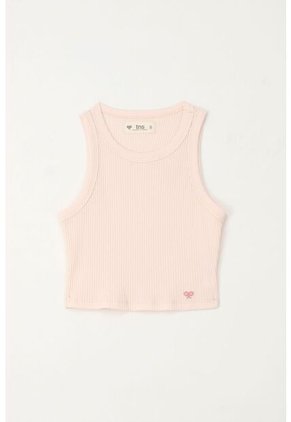 Camiseta Manga Sisa En Rib Rosado Para Niña